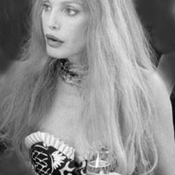 Arielle Dombasle and dress-Grillet filming